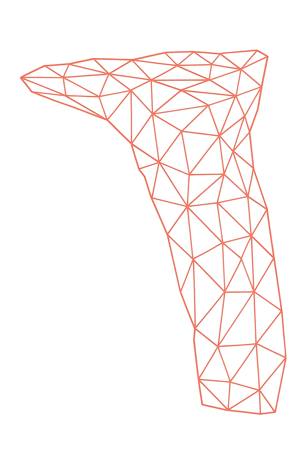 Overhang cliff, coral geometric triangles